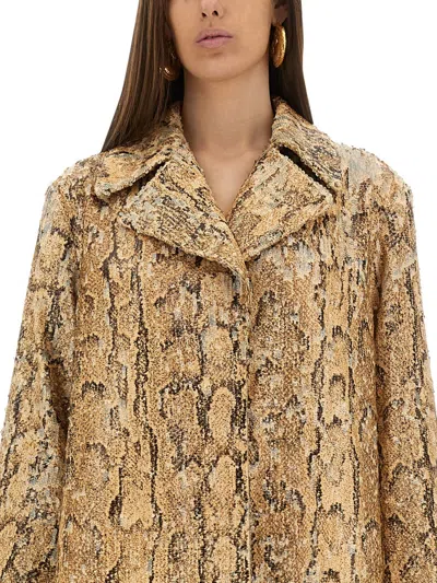 Dries Van Noten Women Long Coat With Sequins In Animal Print