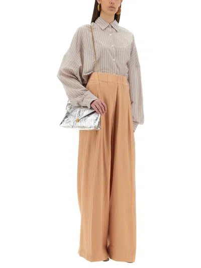 Dries Van Noten Wide Leg Trousers Elastic Waistband In Brown