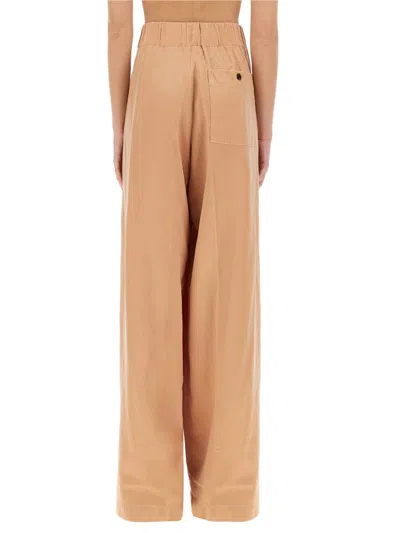Dries Van Noten Wide Leg Trousers Elastic Waistband In Brown