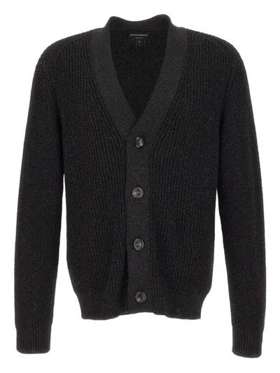 Emporio Armani Button-fastening V-neck Cardigan In Black