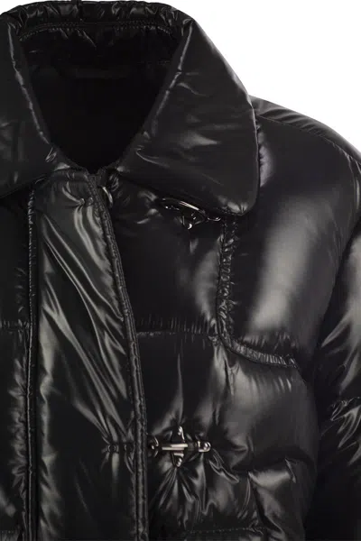 Fay Mini Cropped Down Jacket With Hooks In Animal Print