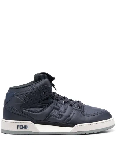 Fendi High-top Sneakers With Textured Finish And Secure Lace-up Closure In Black