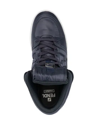 Fendi High-top Sneakers With Textured Finish And Secure Lace-up Closure In Black