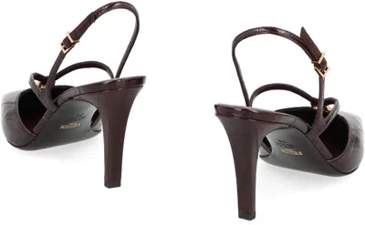 Fendi 85mm Fold Eel Leather Slingback Pumps In Multi