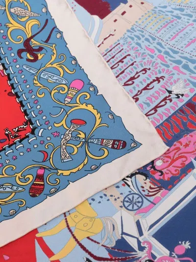 Ferragamo Palazzo Print Scarf In Blue