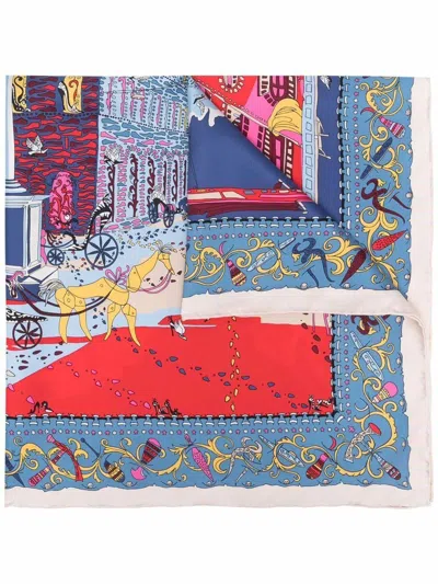 Ferragamo Palazzo Print Scarf In Blue