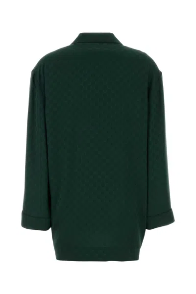 Gucci Silk Shirt With Chest Pocket And Cuffs In Green