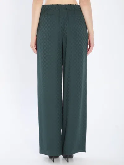 Gucci Bottle Green Silk Wide-leg Pant In Green