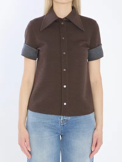 Gucci Cotton And Wool Jersey Shirt In Brown