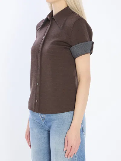 Gucci Cotton And Wool Jersey Shirt In Brown