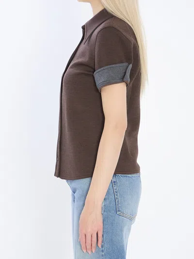 Gucci Cotton And Wool Jersey Shirt In Brown