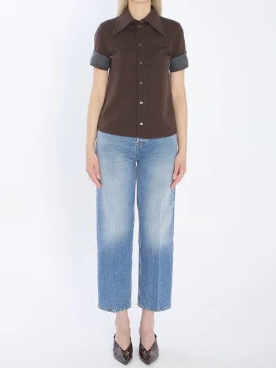 Gucci Cotton And Wool Jersey Shirt In Brown