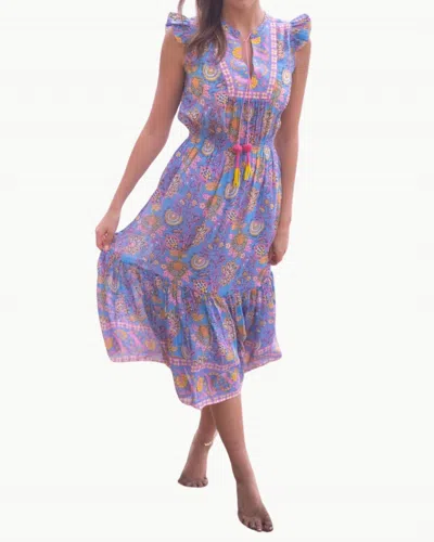 Bell Lola Midi Dress In Blue Yellow Print In Blue