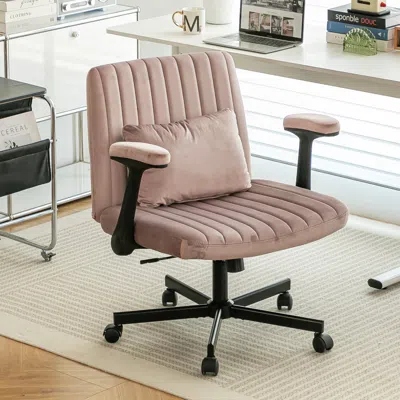 Streamdale Furniture Streamdale Pink Velvet Criss Cross Office Chair In Brown