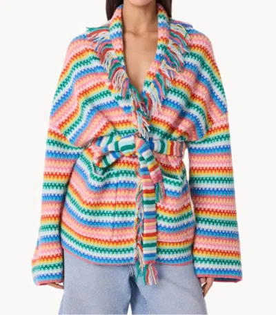 Kujten Zaina Cardigan In Multico In Green