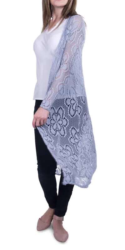 Gigi Moda Clara Long Knit Cardigan In Dove Gray In Blue