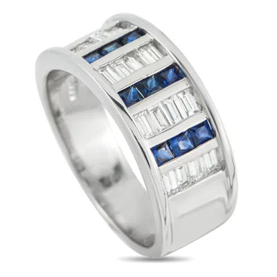 Lb Exclusive Platinum 0.50ct Diamond And Sapphire Ring Mf17-110425 In Metallic