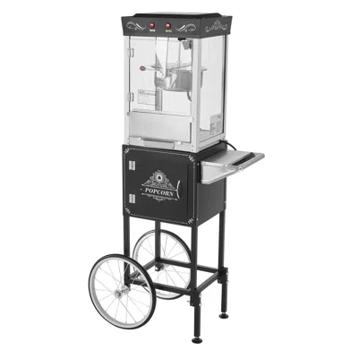 Vevor Popcorn Machine With Cart, 8oz Stainless Steel Kettle, 800w Commercial Popcorn Maker, 48 Cups Per Ba In Black