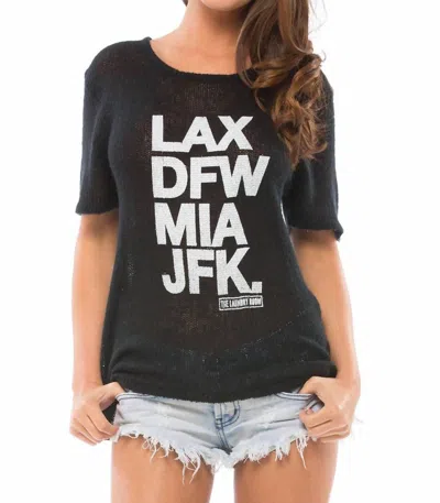 The Laundry Room American Jetsetter Short Sleeves Sweater Top In Black In Black