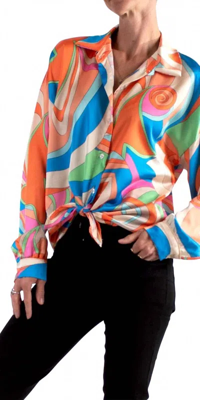 Gigi Moda Discoteca Shirt In Blue In Multi