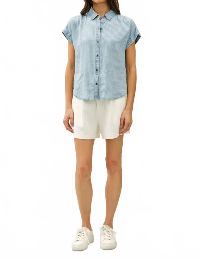 Be Cool Tencel Button Up Top In Blue In Blue