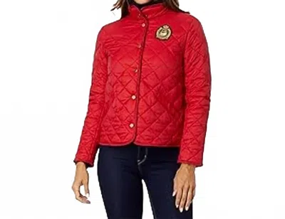 Ralph Lauren Crested Quilt Fleece Lined Jacket In Martin Red In Multi