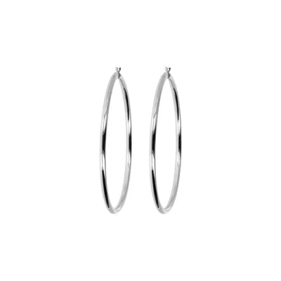 Autentica - 2-1/2" Polished Hoop Earrings In Metallic