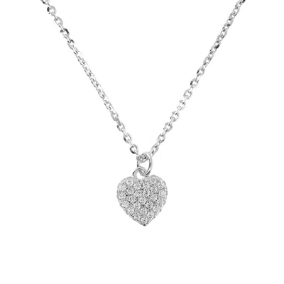 Autentica - Petite Heart Pendant W/ Chain Necklace In White