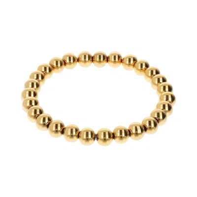 Autentica - Polished 8mm Bead Streatch Bracelet In Gold
