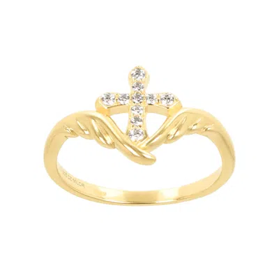 Autentica - Polished Cross And Wings Band Ring In Gold