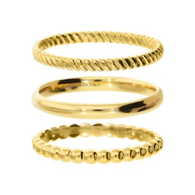 Autentica - Set Of 3 Thin Band Rings In Gold
