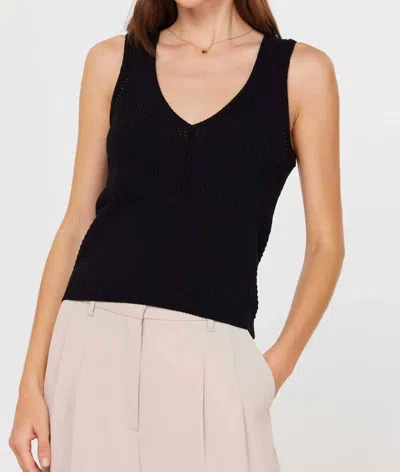 Madison Ava V-neck Knit Tank Top In Black In Black