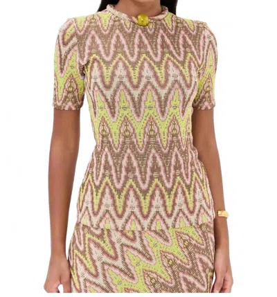 Silvia Tcherassi Varinia T-shirt In Zigzag Neon In Neutral