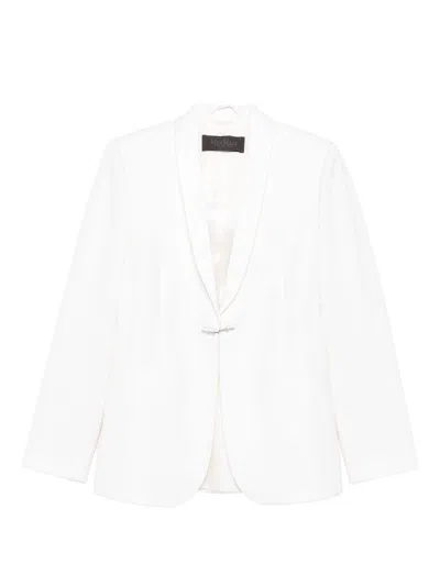 Max Mara Long-sleeved Suit Jacket In White