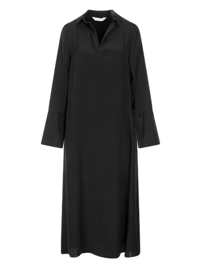 Max Mara Silk Crepe De Chine Dress In Black