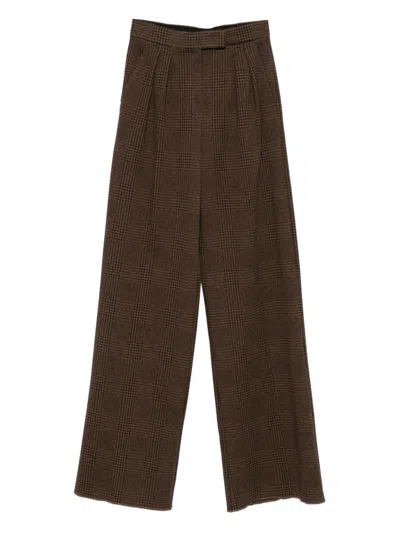 Max Mara Wool And Cotton Jersey Trousers In Brown