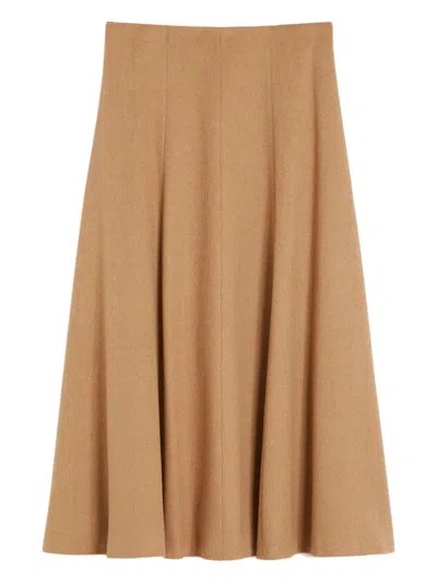 Max Mara Flare Camel Skirt In Neutral