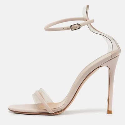 Pre-owned Gianvito Rossi Beige Leather And Pvc Ankle Strap Sandals Size 36