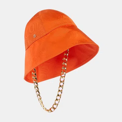 Pre-owned Gucci Orange Viscose Chain Detail Bucket Hat M