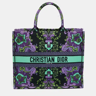 Pre-owned Dior Embroidered Book Large Multicolor Canvas Tote