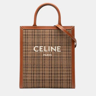 Pre-owned Celine Brown Small Canvas Vertical Cabas Satchel