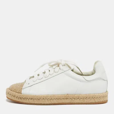 Pre-owned Alexander Wang Size 36 White Leather Jute Cap Toe Espadrille Low Top Sneakers