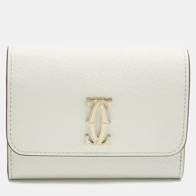 Pre-owned Cartier White Leather Card Case