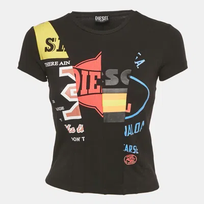 Pre-owned Diesel Black Printed Jersey T-shirt S