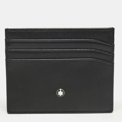 Pre-owned Montblanc Meisterstuck Black Leather Card Holder