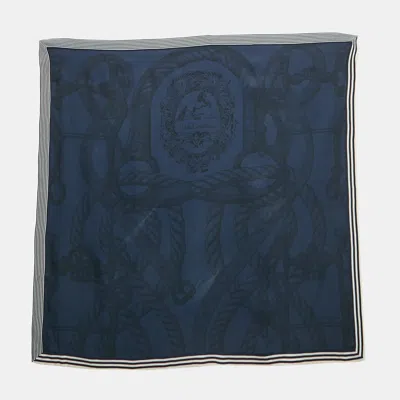 Pre-owned Hermes Hermès Blue Silk Della Cavalleria Scarf