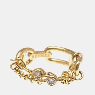 Pre-owned Hermes Chaine D'ancre Chaos Pm 18k Pink Gold Fashion Diamond Band Ring Carat/0.16