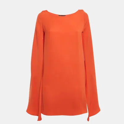 Pre-owned Maje Orange Crepe Cape Mini Dress S