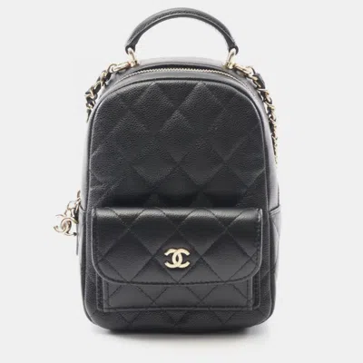 Pre-owned Chanel Matelasse Backpack Calfskin Leather Black