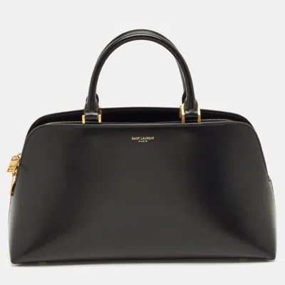 Pre-owned Saint Laurent Sac De Jour Duffle Small Black Leather Satchel